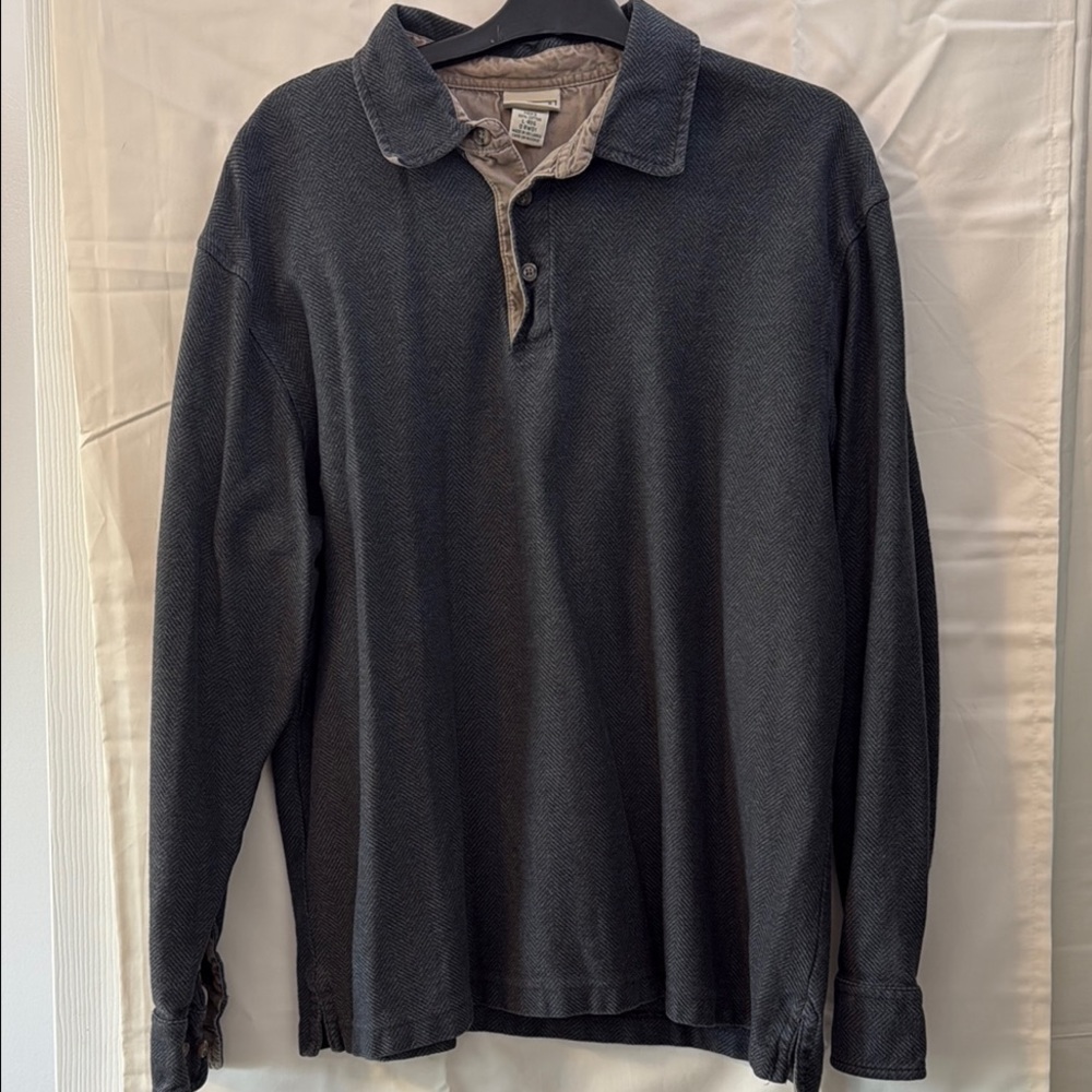 L.L. Bean Dark Gray Long Sleeve Polo Shirt
